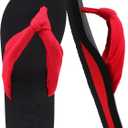 KuaiLu Flip Flops for Women with Arch Support Yoga Mat Comfortable Summer Beach Walking Thong Cushion Sandals Slip On Indoor Outdoor (5, Red Black)