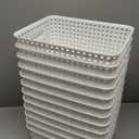 WYT 12-Pack Plastic Small Shelf Storage Weave Baskets for Organizing, White