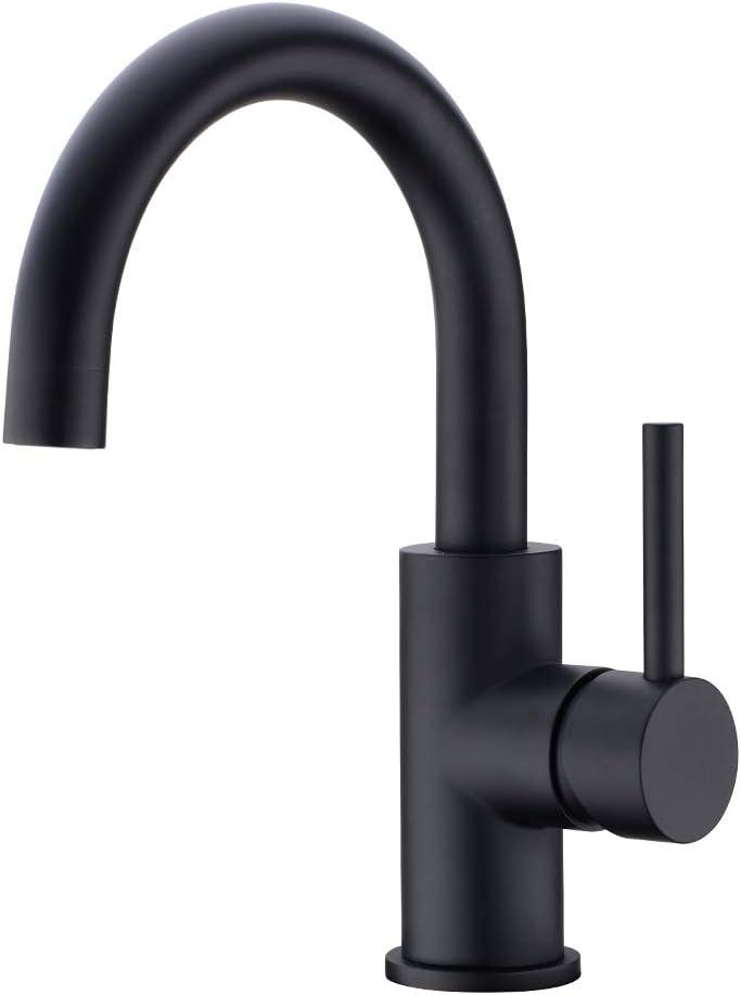 CREA Black Bathroom Faucet Brushed Nickel, Prep Wet Bar Sink Faucet Stainless Steel Single Hole Small Kitchen Faucet with 4 Inch Deck Plate, Mini Faucet Outdoor Tap for Farmhouse Vanity Sink Lavatory