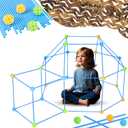 Fort Building Kit for Kids, 246 Pieces Play Fort Construction STEM Building Toys Indoor/Outdoor for Boys Girls Ages 3+, Kids Fort Building Set - Create Tents, Castles, Tunnels, Rockets & More