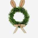 Easter Bunny Wreath Artificial Flower Front Door Wreath with Bowknot Garland for Cafe Farmhouse Decor