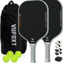 Pickleball Paddles Set of 2, Lightweight Raw Carbon and Glass Fiber Surface Pickleball Racket Set with 14mm PP Honeycomb Core, USAPA Compliant, 4 Pickle Balls, 4 Tapes, 1Bag, 1 Paddle Cleaner