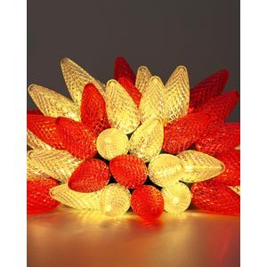 DEWENWILS C9 Red & White Christmas Lights, 33.3ft 50 LED String Lights Waterproof, Indoor/Outdoor Xmas Bulb Light with Hook for House, Xmas Tree, Patio, Garden, Yard, Porch, Green Wire, UL Listed