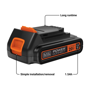 BLACK+DECKER 20V MAX 1.5 Ah Lithium Ion Battery, Rechargeable Cordless Tool Battery Packs, Compatible with the 20V MAX BLACK + DECKER Battery Platform