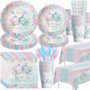 HYOWCHI Thanksgiving Pumpkin Gender Reveal Decorations for Baby Shower, Little Pumpkin He Or She Gender Reveal Party Supplies, Disposable Paper Plate, Cup, Napkin, Tablecloth, Cutlery, Serves 24
