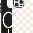 Compatible with MagSafe Checkered Phone Case for iPhone 13 Pro Max, Magnetic Cute Aesthetic Checkerboard Soft TPU and Hard PC Shockproof Protective Phone Cover for Women Girls-Beige