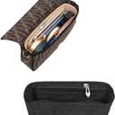 Chispee Softened Felt Purse Organizer Insert for Tote, Baguette, Longchamp Handbags Lightweight Bag Organizer with Zipper & Multiple Pockets (Mini,Dark grey)