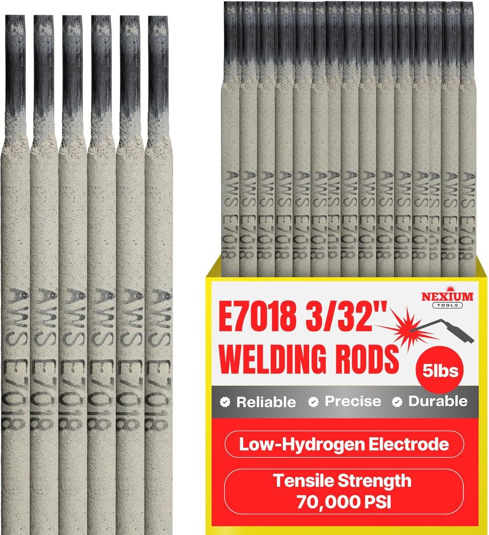 NexiumTools 7018 Welding Rods - Deep Penetration Welding Sticks Electrodes for All-Position Welding - Works on Rust, Paint & Dirty Surfaces - AC/DC+ Compatible - Low Spatter, Smooth Arc Start (3/32)