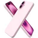 ORNARTO Compatible with iPhone 16 Plus Case 6.7, Slim Liquid Silicone 3 Layers Full Covered Soft Gel Rubber Phone Case Protective Cover 6.7 Inch, Chalk Pink