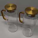 2 Pack 2 Liter/68 oz Glass Pitcher with Lid, Water Pitchers with Handle for Fridge, Large Jug for Iced Tea, Coffee, Borosilicate Glass Carafe for Hot/Cold Brew Drink and Homemade Beverage, Gold