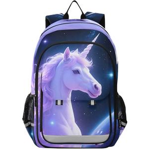 BOENLE White Unicorn Galaxy Purple Backpack for Girls Kids Elementary Middle School Bag Laptop Backpack Travel Rucksack : Clothing, Shoes & Jewelry