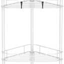 HuggieGems 4 Tier Floor Standing Corner Shower Caddy Organizer Shelf with Hooks, Bathroom Shelves Stand Rack, White