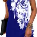 ETCYY Summer Dresses for Women 2026 Vacation Beach Cover Ups Swimsuit Sleeveless Sundresses Casual Loose Tank Sun Dresses (Blue, L)