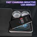 Upgrade Universal Center Console Organizer with Inductive Charging Stand, Fast Charging, Cup Holder, and Phone Holder for Car, Truck, and Van, Back Bench Seat Armrest Middle Storage Box