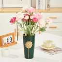 Green Vase, Glazed Ceramic Cylinder Flower Vase for Home Decor, Bedroom, Office, Living Room, Bathroom, Tabletop Decor, Centerpiece Table Decorations (Green)