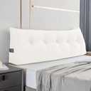 Large Triangular Headboard Wedge Bed Rest Reading Pillow Backrest Positioning Support Bolster Cushion with Removable Cover (White, Queen: 59x8x20 Inches)