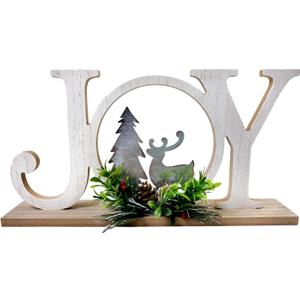 Christmas Table Decorations Joy Farmhouse Christmas Tree Elk Sign Wooden Winter Rustic Decor Vintage Holiday Block for Home Kitchen Xmas Party Mantel Tiered Tray Gift