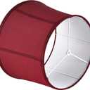 GOSO Medium Burgundy Red Drum Lamp Shade for Table Lamps Floor Lamp, 12x14x10 inch (Spider) Fabric Faux Silk Lampshades Replacement, Art Deco Vintage Lamp Shades for Living Room&Bedroon-Easy Assembly