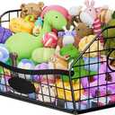 Daoun Dog Toy Basket  Durable ChewProof Dog Toy Storage Bin with Handles, Foldable Portable Metal Basket Organizer for Pet Toy Holder