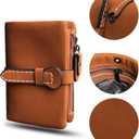 AOXONEL Women's Small Bifold Leather wallet Rfid blocking Ladies Wristlet with Card holder id window Coin Purse