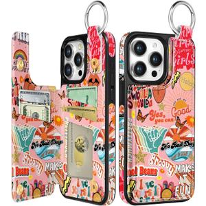 Shorogyt Compatible with iPhone 13 Pro Wallet Case with Card Holder - Designer Christian Collage Kickstand Magnetic Clasp Back Flip Folio Leather Phone Covers for Women Men Girls