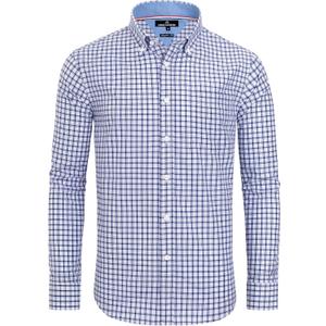 Alimens & Gentle Men's Plaid Button Down Shirts Cotton Long Sleeve Dress Shirts Regular Fit Gingham Shirts (Large)