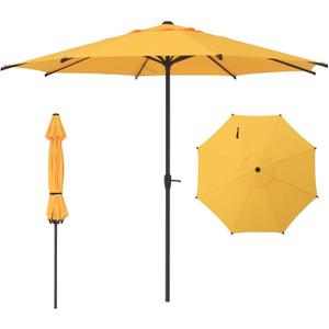 Abba Patio 9FT Lyon Outdoor Patio Umbrella Outdoor Table Umbrella with Crank Market Umbrella 8 Sturdy Ribs UV Protection Waterproof and Push Button Tilt for Garden Deck Backyard Pool,Yellow