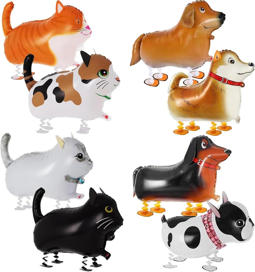 8pcs cat dog walking balloons