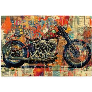 1000 Pcs Adult Wooden Puzzles - Motorcycle Scene,Unique Theme,Ideal for Puzzle Lovers & Gifts,Enjoy The Puzzle Solving Process,Stress Relieving PleasureGifts Fro Friends and Family (Multicolor)
