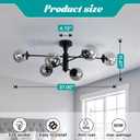 hesoge Modern Sputnik Ceiling Lights Black Semi Flush Mount Ceiling Fixture with Glass Globes 6 Light Chandelier for Dining Room Bedroom Living Room Kitchen Farmhouse.