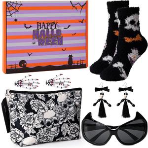 Biching Boo Basket Stuffers for Women, Cute Halloween Gifts for Women, Spooky Gifts for Teens Girls Friends Adults Sister with Nice Gift Box, Best Boo Basket Gift Set of 6