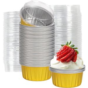 20 Pack Desert Containers,5oz Mini Desert Cups With Lids,Aluminum Foil Disposable Bowls For Party,Microwave And Freezer Safe