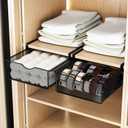 2 Pack Underwear Sock Drawer Organizer Set, Pull-Out Storage Baskets for Bra & Clothing, Closet & Dorm Room Organization Essentials(Black)