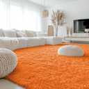 OLANLY 9x12 Machine Washable Large Area Rugs for Living Room, Bedroom, Soft Fluffy Shaggy Bedside Rug, Indoor Floor Carpet for Kids Girls and Boys, Dorms, Nursery, Home Decor Aesthetic, Orange