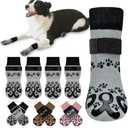 Anti Slip Dog Socks to Prevent Licking Paws - Double Side Paw Covers Dogs Grip Sock for Hardwood Floors, No Twist Dog Booties Grippy Socks for Small Medium Large Senior Dogs, Light Grey and Black, XXL