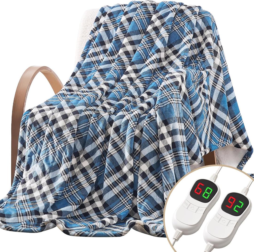 Homemate Electric Blanket Heated Queen Size - 84x90 Ultra Soft Cozy Flannel Heating Blanket with 10 Fast Heat Levels 8 Hours Auto Off Over-Heated Protection ETL Certification Keep Warm in Home (Rhombus Cyan) Homemate Electric Blanket Heated Queen Size - 84x90 Ultra Soft Cozy Flannel Heating Blanket with 10 Fast Heat Levels 8 Hours Auto Off Over-Heated Protection ETL Certification Keep Warm in Home (Rhombus Cyan)