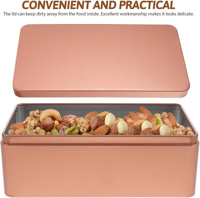 MAGICLULU 1 Pcs Metal Tin Box Metal Empty Rectangular Cookie Tins with Lid Tea Storage Box for Treats Candle Favors Home Storage Supplies 7 x 3.85 x 2.52Inch