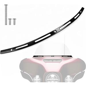 Slotted Polished Windshield Trim Batwing Windshield Trim Black | Compatible for Harley 2014-2024 Electra Glide, Street Glide, Ultra Limited and Tri Glide CNC Cut