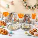 Teenyyou 175 Pcs Easter Party Supplies He Is Risen Easter Religious Plate and Napkin Set He Is Risen Garden Paper Tableware Set to Serve 25 Guest Vintage Spring Disposable Dinnerware for Holiday Party