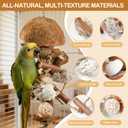 Natural Bird Toys for Parrots 18in Handmade Shredding & Foraging Toy with Coconut Shells, Wood Blocks & Lava Stones Parrot Toys for Sun Conures, Conures, Caiques, Cockatiels, Quaker Parrots