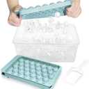 WIBIMEN Ice Cube Tray with Lid and Bin - Round Ice Trays for Freezer with Lid - Ice Cube Trays for Freezer with Ice Container (0.8"-2PACK Blue)