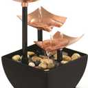 Homedics Tabletop Water Fountain, 3 Tier Indoor Waterfall Fountain with Natural River Rocks, Quiet Pump for Relaxation, Zen Home & Office Desk Dcor, AA Battery Powered (Golden Dew)