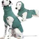 ROZKITCH Dog Anxiety Vest Calming Jacket with Hoodie Soft Ears Cover, Warm Clothes with Ear Wrap for Fireworks Travel Vet Visit Separation Anxiety Relief, Calming Shirt Wrap Green 2XL (Back:21.6";Chest:25.6"-30.7")