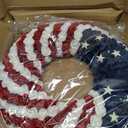 18Inch Patriotic Roses Wreath, 4th of July Summer Soft Touch Foam Roses Wreath for The Front Door, Handcrafted Memorial Day Artificial Flowers for Indoor and Outdoor