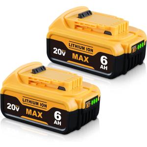 2Pack 6000mAh Replacment for Dewalt 20V Max Battery Compatible with Dewalt Lithium-ion Battery DCB200 DCB201 DCB206 DCB207 Replacment for 20V Cordless Power Tools