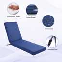 PATIOASIS Chaise Lounge Cushion for Outdoor 80in Length Pool Chair Cushion UV-Resistant Water-Resistant Patio Chair Seat Cushion for Pool,Navy