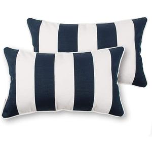 Decorative Pillow Case Lumbar Pillow Case Rectangular Polyester Stripe Navy White, 19x10 inches