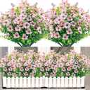 Artificial Outdoor Fake Flowers,20 Bundles Outside Fake Flower UV Resistant No Fade Outdoor Faux Plastic Plants Flowers Home Garden Porch Patio Decor(Pink)