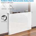 Punch-Free Retractable Baby Gates, 78 inches Extra Wide for Large Opening, Child Pet Safety Indoor/Outdoor Retractable Mesh Gate 34" Tall, for Doorways, Stairs, Hallways, White