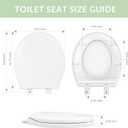 Toilet seat Round with Slow Close Hinges, Four Bumpers, Two Sets of Parts, White Toilet seat Round, Slow Close, Never Loosen and Easily Remove, Plastic, White